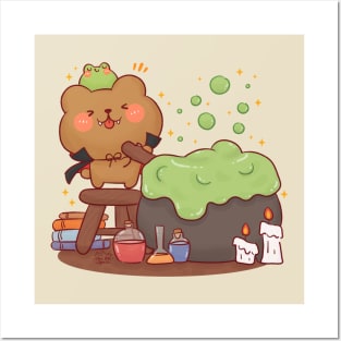 Cute Bear Vampire with Cauldron Posters and Art